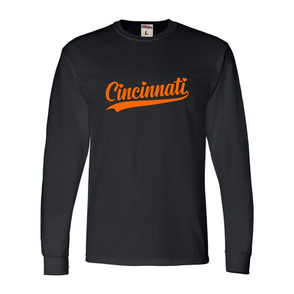 Go All Out City Of Cincinnati Ohio Pride Fashion Script Long Sleeve T-Shirt Mens