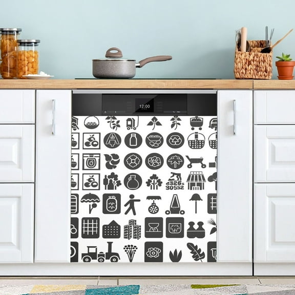 Farm Icon Dishwasher Magnet Cover Magnetic Fridge Door Cover Home Kitchen Decor 23"x 26"