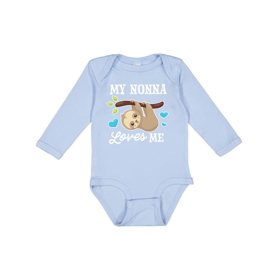 Inktastic My Nonna Loves Me with Sloth and Hearts Boys or Girls Long Sleeve Baby Bodysuit