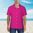 thumbnail image 4 of Lsque Darkmagenta pattern Hawaiian Shirt for Men, Unisex Summer Beach Casual Short Sleeve Button Down Shirts-Small, 4 of 9