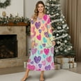 thumbnail image 4 of SEANATIVE Women's Night Gown Long Sleeve Sleep Shirt Button Front Pajama Dress Soft Full Length Nightshirt Sleepwear for Bedroom Home, XL, Colorful Heart-shaped Pattern, 4 of 7
