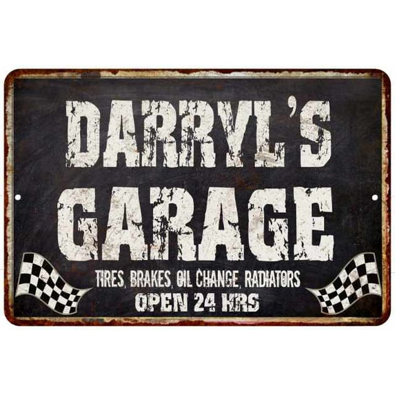 DARRYL'S Garage Black Grunge Sign 12 x 18 Matte Finish Metal 112180005264