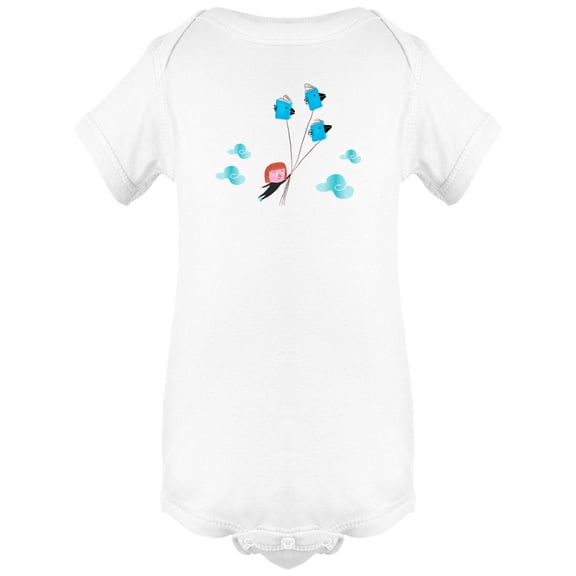 Girl Flying With Birds Books Bodysuit Infant -Image by Shutterstock,  Newborn