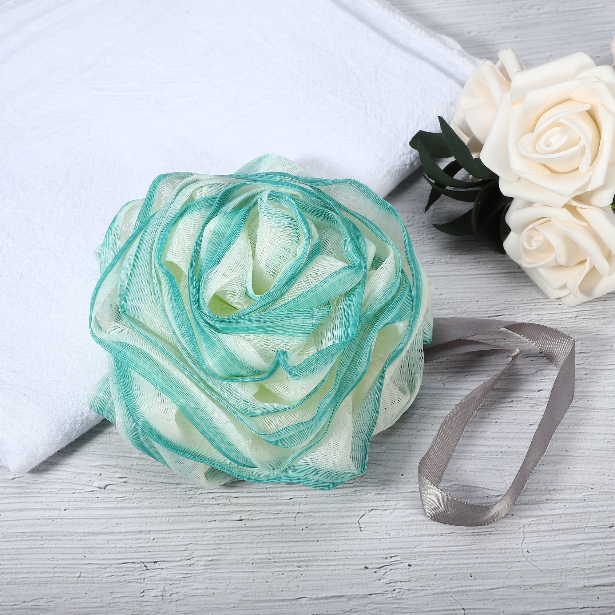 Unique Bargains 1 Pc Bath Shower Loofah Sponge Body Puff 6.10"x5.91"x1.85" Green