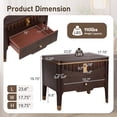 thumbnail image 2 of Noble House Modern Nightstand with 2 Drawers, Wave Design Bedside Table with Metal Handles,Dark Brown, 2 of 9
