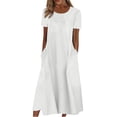 thumbnail image 1 of Yuyuzo Robes d'Été pour Femmes 2025 Décontractées de Printemps avec Poches Longue Robe à Manches Courtes Ample Tunique de Plage T-Shirts Robe Maxi, 1 of 5