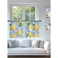 thumbnail image 4 of Sheer Curtains 54 Inch Length 2 Panels Set for Kitchen, Yellow Lemon Semi Sheer Curtains for Windows, Botanical Spring Leaves Abstract Blue Tile Voile Window Treatments Rod Pocket Curtain, 4 of 7
