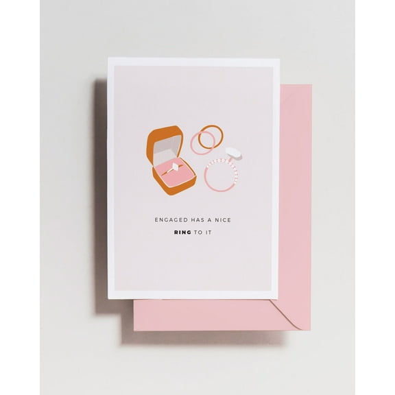 Engagement Card with Funny Design – “Engaged Has a Nice Ring to It” – Stylish Envelope Included, Blank Inside – Perfect for Celebrating Wedding Proposals