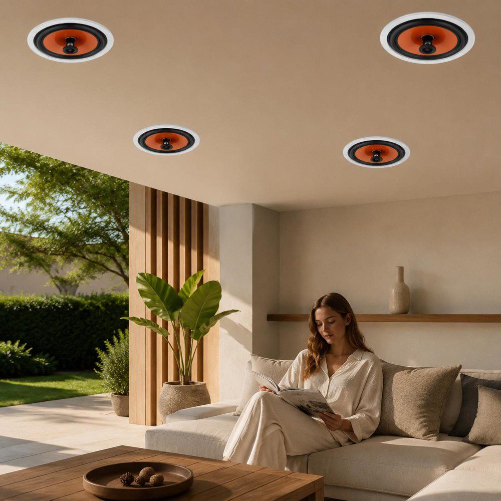 In-Ceiling Speakers, 4 Pack, 8 Inch, 100W Max, 8Ohm, 89Db Sensitivity, Flush Mount for Home Use