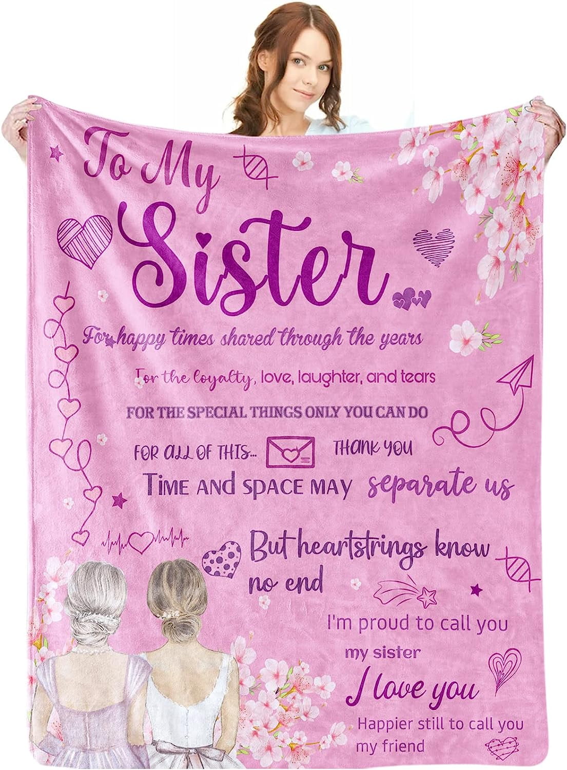 WISH TREE Sister Blanket, Sisters Gifts from Sister, Sister Throw