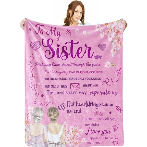 LHSHID Sister Gifts Blanket Sisters Gifts from Sister Sister Throw Blanket with Words of Love Flannel Soft Cozy Sister Blanket for Sister Best Friend from Sister Unique Birthday Gifts 30"x40"