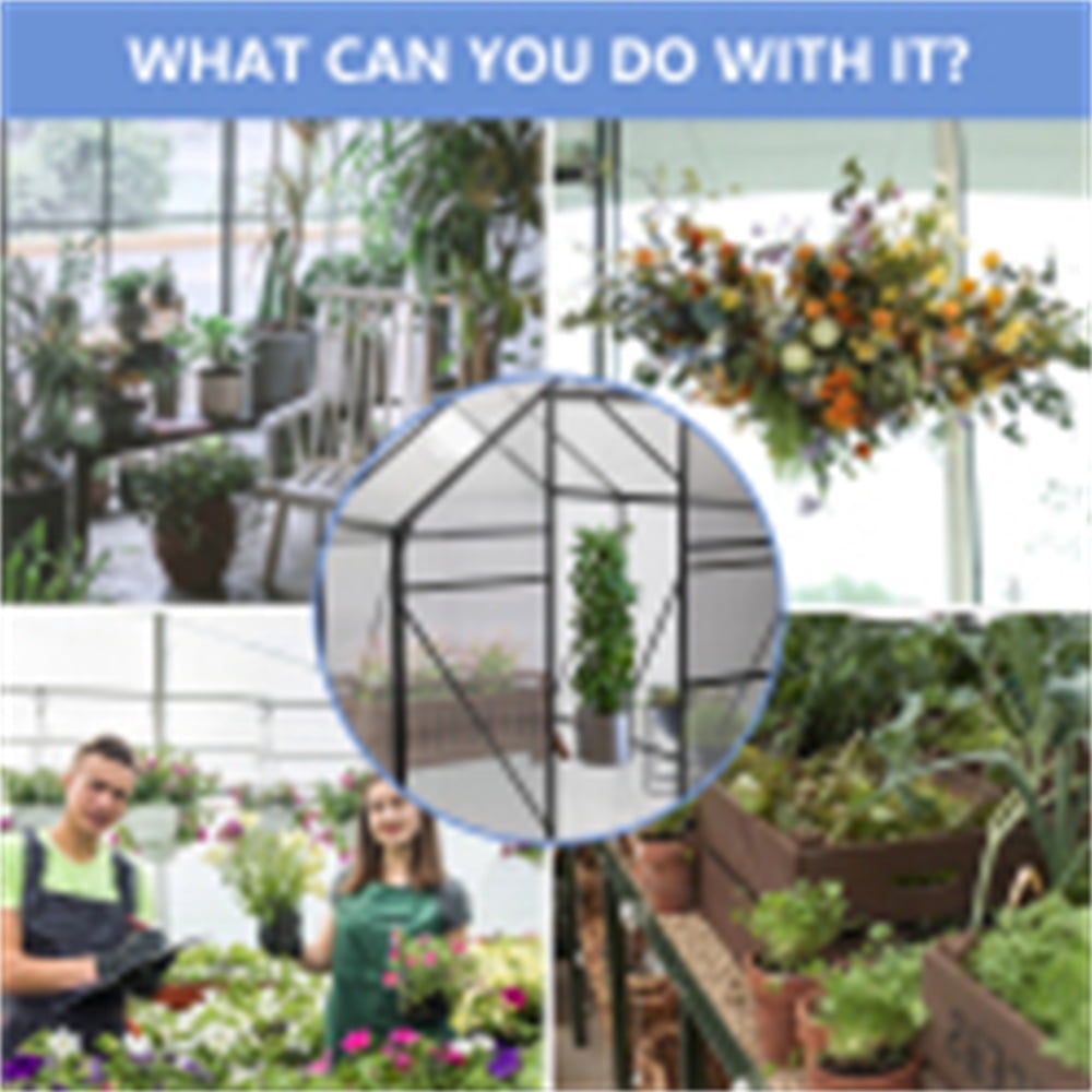 Walk In Greenhouses For Outdoors With Sliding Adjustable Roof, Drainage& Galvanized MetalGreenhouse For