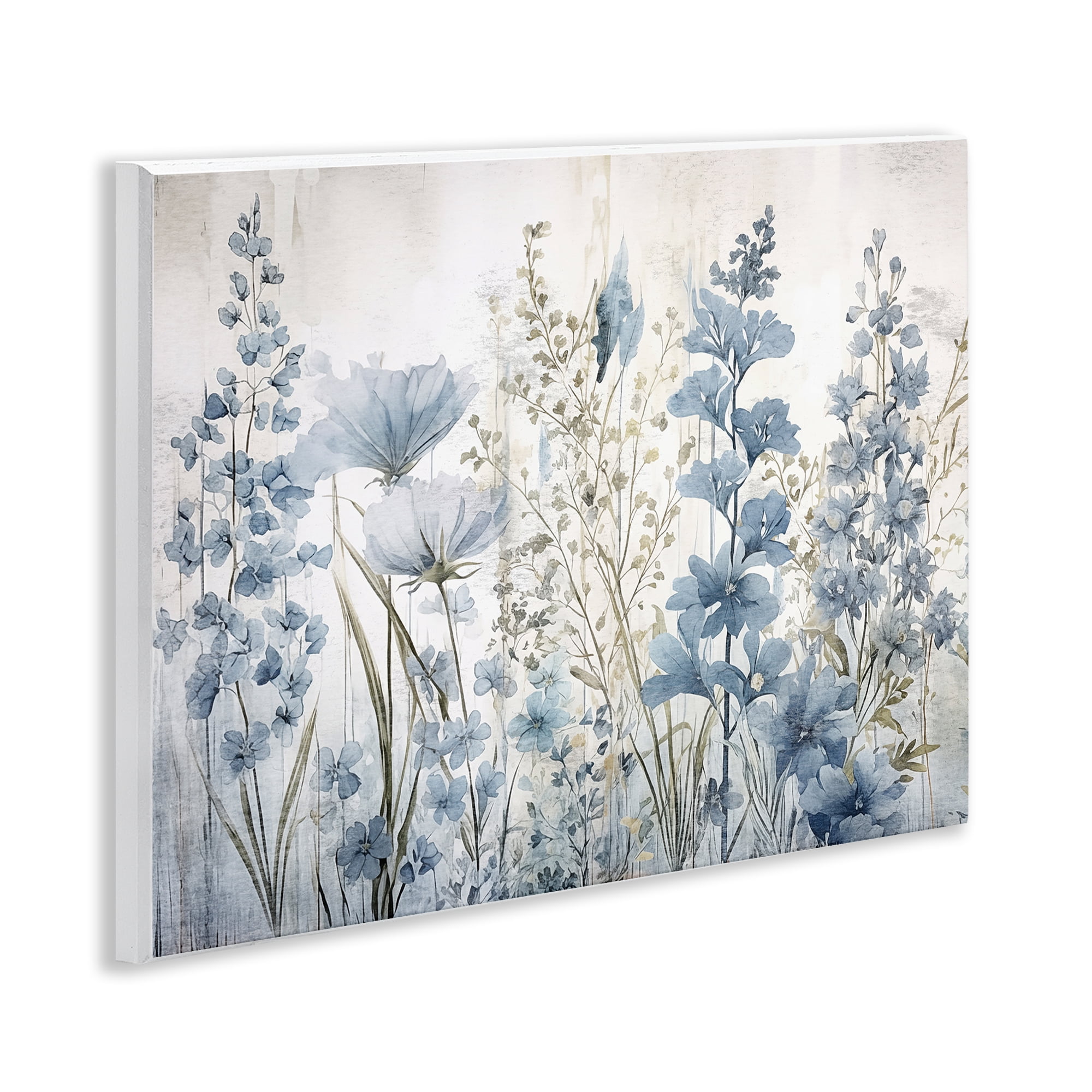 Stupell Industries Blue Nature Blooms Plants & Flowers Painting Unframed Art Print Wall Art, 14 x 11