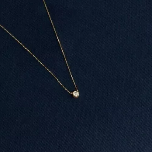0.50Ct Round Cut Lab Created Diamond Tiny Pendant In 14K Yellow Gold Plated