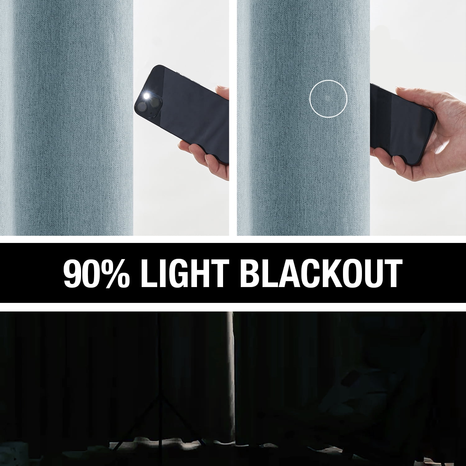 Exultantex Blackout Linen Curtains for Bedroom Light Blocking Energy Efficient Curtain Panels Grommet Top 40"W x 63"L,Set of 2,Blue