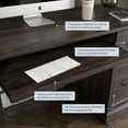 thumbnail image 3 of BELLEZE Modern Executive Home Office Computer Desk - Rhudi (Dark Walnut), 3 of 7