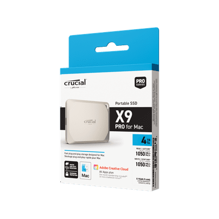 Crucial - X9 Pro for Mac 2TB External USB-C SSD - Starlight