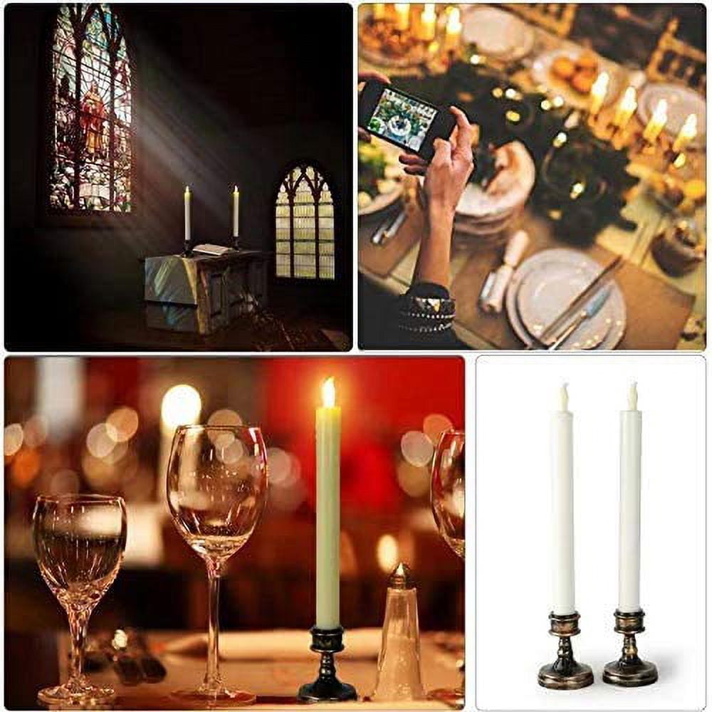 VOS Aurora Friendship Flameless Candles with Aged Brush Bronze Stand - Battery Operated LED Lights for Home Decor, Window, Christmas & Holiday Decorations - Flickering Flameless Candles (4 Pack)