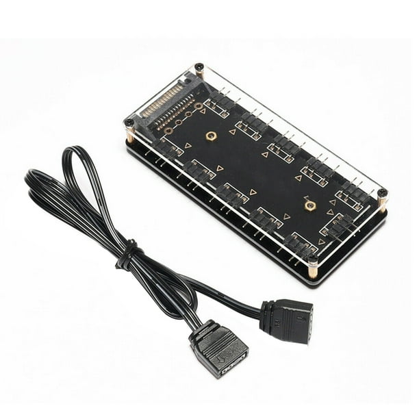 Placa base del concentrador del ventilador de refrigeración 5V 3pin Adaptador de ventilador de refrigeración RGB Divisor de enfriador de computadora de 10 vías Yuarrent EL002014-00