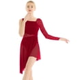 thumbnail image 3 of TSSOE Women's Lyrical Latin Jazz Dance Dress Leotard Lace Single Long Sleeve Ballet Figure Skating Burgundy XS, 3 of 8