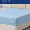 thumbnail image 4 of Full Fitted Sheet - 600 Thread Count Egyptian Cotton, Sateen Weave Cooling Bed Sheet with 16-Inch Deep Pockets, No-Pop Elastic for Snug Fit, Soft, Durable, and Breathable (Light Blue), 4 of 8