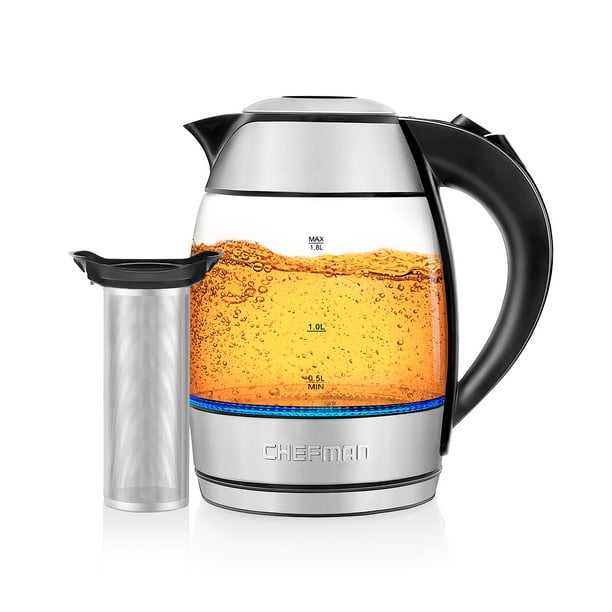 Chefman Electric Tea Infuser Glass Kettle, 1.8 Liter, Stainless Steel