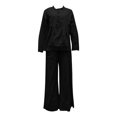 thumbnail image 4 of NMMUED Linen 2 Piece Set for Women's Linen 2 Piece Set Casual Button Front Tunic Top and Wide Leg Pants Lounge Outfit Relaxed Lounge Sets Women Black L, 4 of 4
