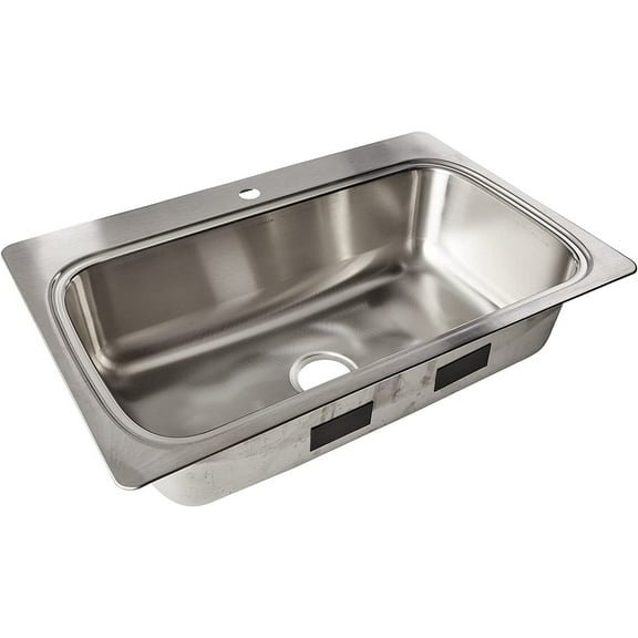 Kohler K-20060-1-NA Verse 33" x 22" Drop Bowl Kitchen Sink with Single Faucet Hole Stainless Steel, 36.00 25.38 10.94