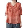 thumbnail image 4 of Pisexur Hauts pour Femmes, Blouses pour Femmes Habillées Décontractées à la Mode Pull Décontracté Imprimé Manches Courtes Col Rond Gris, 3TG, 4 of 4