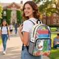 thumbnail image 3 of ZIATUBLES 17 Inch Clear Backpack, Heavy Duty Fabric & PVC Transparent Bag with Hedgehog Guitar Music Print, Large Capacity See Through Bookbag Easy to Clean for School & Travel, 3 of 7