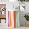 thumbnail image 4 of Colorful Striped Cabinet Curtain 28"W x 51"L, Modern Art Stripes Pink Orange Blue Dust-Proof Privacy Curtain for Closet Shelves Self Adhesive, Sink Skirt for Bathroom Vanity Kitchen Laundry Room, 4 of 9