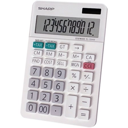 Sharp Calculators, SHREL334W, EL-334WB 12-Digit Professional Large Desktop Calculator, 1 Each,