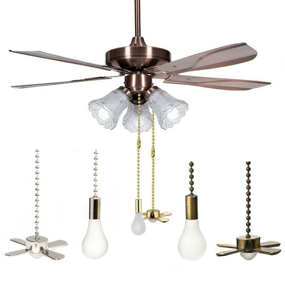 Dengjunhu 2Pcs/Set Ceiling Fan Pull Chain Decorative Ornaments Extension for Fan Pulls Light and Fan for Ceiling Light Lamp Fan Chain