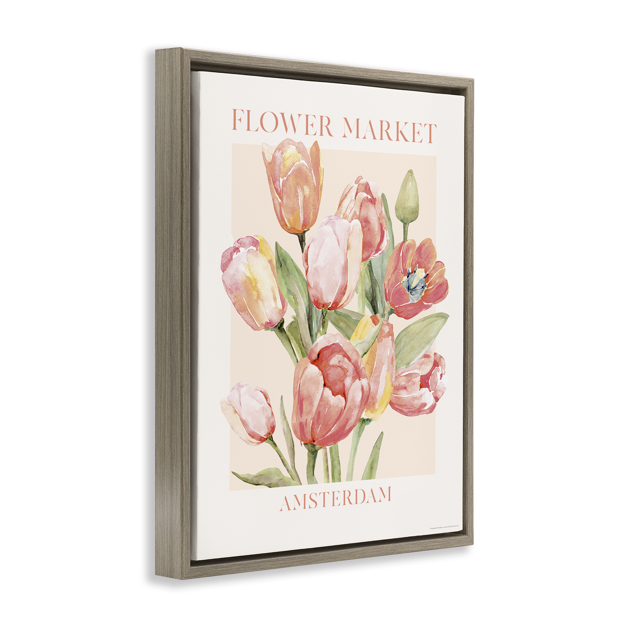 Stupell Industries Amsterdam Flower Market Plants & Flowers Painting Brown Floater Framed Canvas Art Print Wall Art, 17 x 21