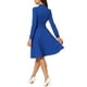 thumbnail image 3 of INSPIRE CHIC Ropa de Mujer para Trabajar Elegante Vestido Midi de Manga Larga con Cuello Mock y Cintura Ajustable en Tejido Color Azul Real, 3 of 6