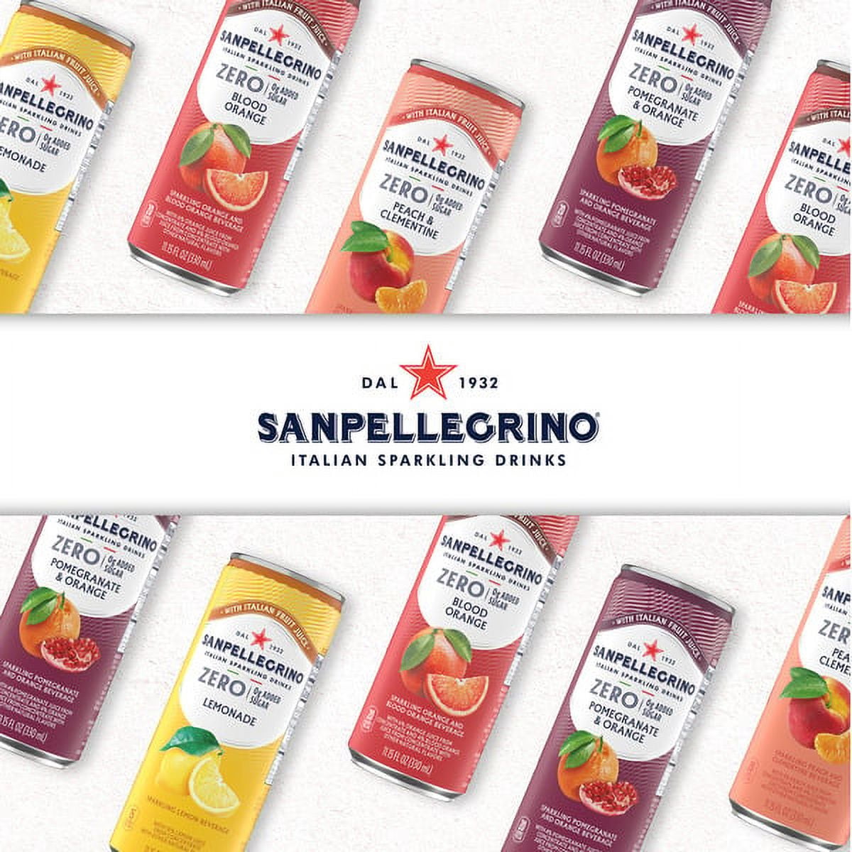 Sanpellegrino Italian Sparkling Drink, Zero Sugar, Aranciata Rossa, Orange & Blood Orange, 12 Cans