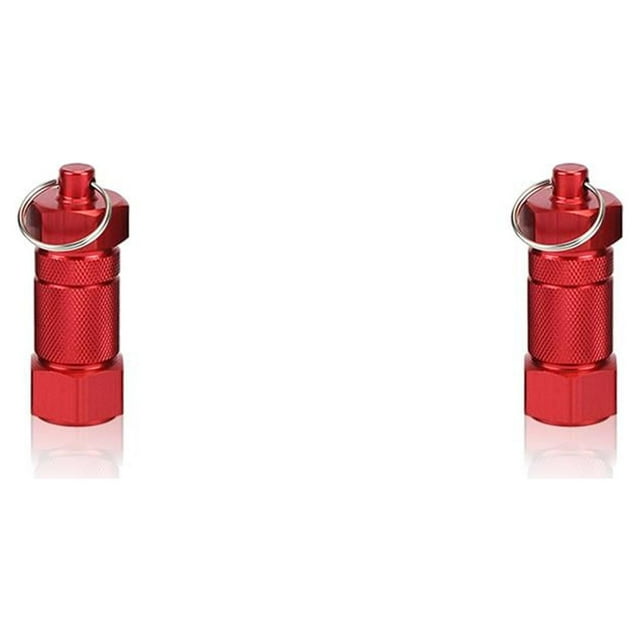 fastboy Key Chain Pill Case Organizer Aluminum Alloy Sealing Waterproof Tablet Container Pocket Box Carrying Holder 4.5x8CM Red 2Set