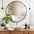 thumbnail image 5 of Round Mirrors Wall Mirror 24 inch Circle Mirror for Bathroom,Black, 5 of 6