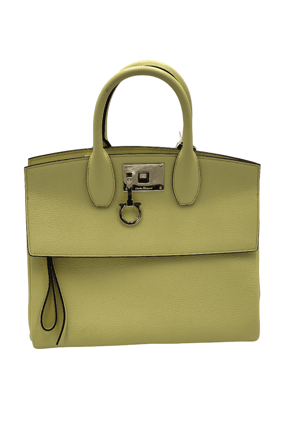 Pre-Owned Salvatore Ferragamo Studio Satchel Leather Yellow Leather Handbag