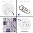thumbnail image 4 of Spring Floral Shower Curtain, Waterproof Shower Curtains for Bathroom, Dark Purple Flowers Patchwork Grid Bohemia Washable Fabric Bathtub Curtain Set Bath Decor with 12 Hooks Long 72"x84", 4 of 8