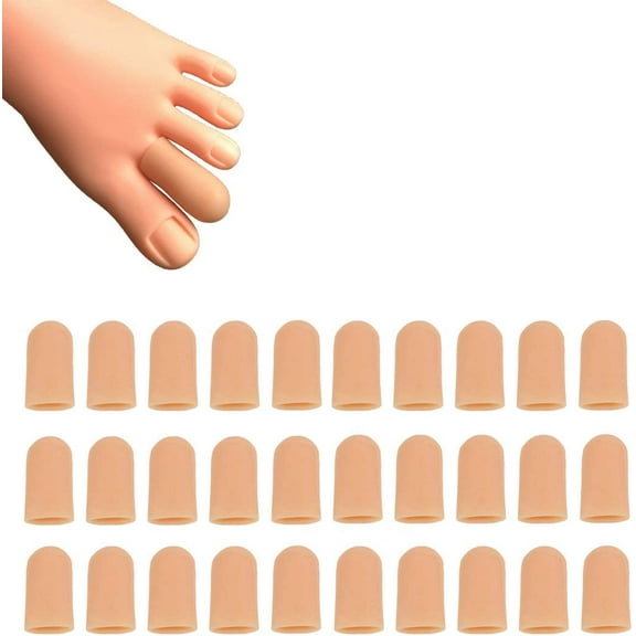 30 Pieces Gel Toe Caps, Silicone Toe Protector, Toe Covers, Protect Toe from Rubbing, Ingrown Toenails, Corns, Blisters, Hammer Toes and Other Painful Toe Problems