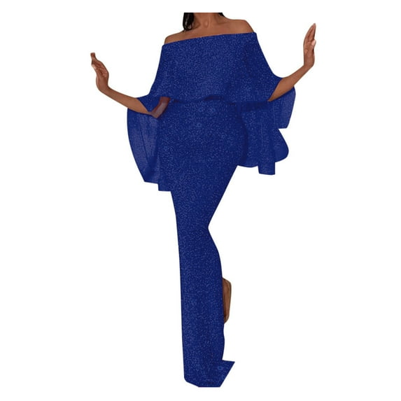 KaLI_store Formal Dresses for Women Wedding Guest Women's Summer Floral Midi Bodycon Dresses Short Puff Sleeve Square Neck Ruffle Hem Dress Blue,XXL