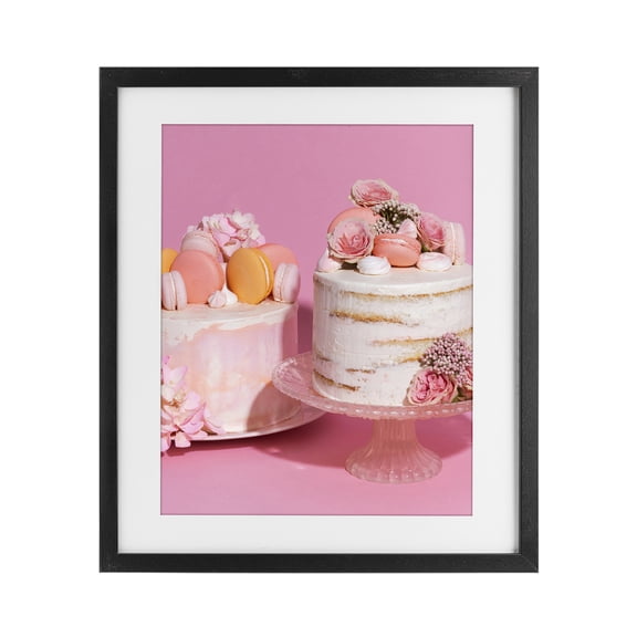 Stupell Industries Pink Pastel Macaroon Cakes Black Framed Print Under Glass, design by LISH Creative