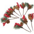 thumbnail image 2 of GOOHOCHY 12 piezas de tallos de bayas artificiales para árbol de Navidad, adornos de pino con bayas artificiales, 2 of 8