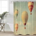 thumbnail image 2 of 54x78 Inch Shower Curtain Decorative Floating Hot Air Balloon Bathtub Bath Curtains Fabric Waterproof Bathroom Decor Modern Vintage Balloon Small Stall Shower Curtain Set with 12 Hooks, 2 of 6