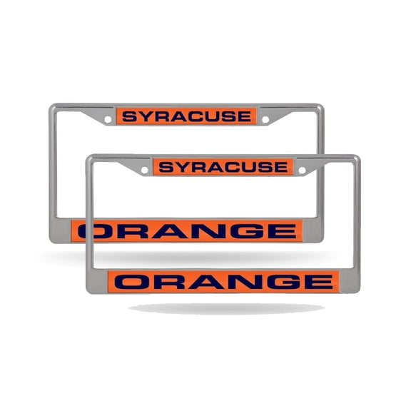 Syracuse NCAA Orange (Set of 2) Chrome Metal Laser Cut License Plate Frame