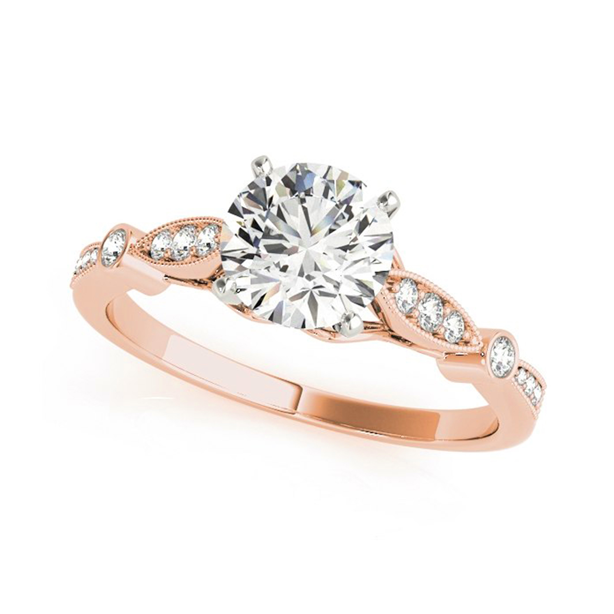 Arista 2 cts Round Swarovski Diamond Solitaire & Contoure Bridal Set in Pink Plated Sterling Silver