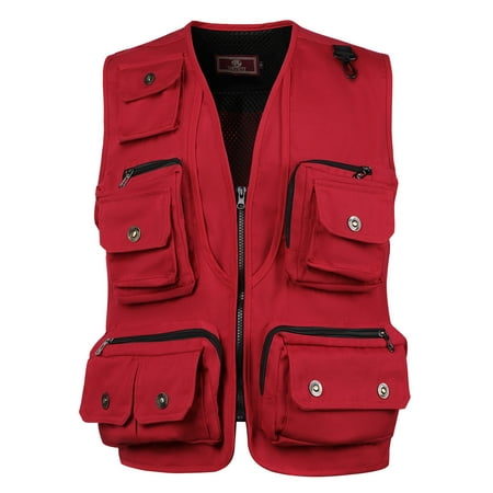 Leesechin Fishing Vests for Men Clearance Mens Gilet Waistcoat Multi Pocket Fishing Hunting Hiking Vest Waistcoat Jacket