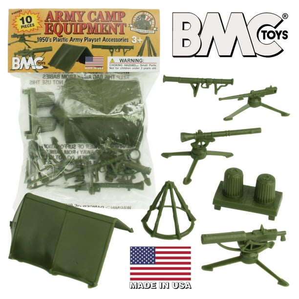BMC Classic PLASTIC ARMY MEN Playset Accessories 10pc Military Camp