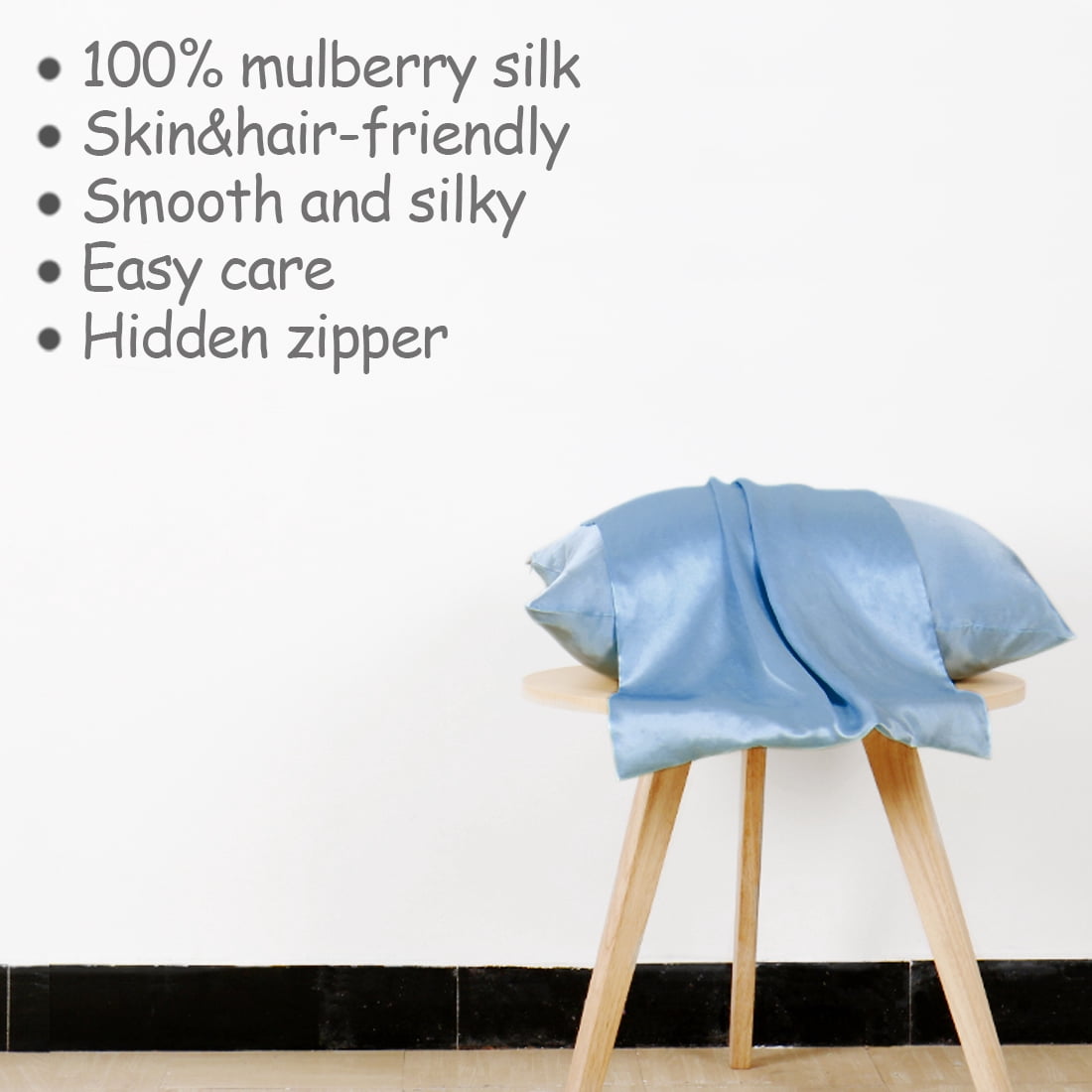 Unique Bargains 1 Piece 100% Silk Pillowcase Cyan Queen